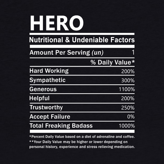 Hero Name T Shirt - Hero Nutritional and Undeniable Name Factors Gift Item Tee by nikitak4um